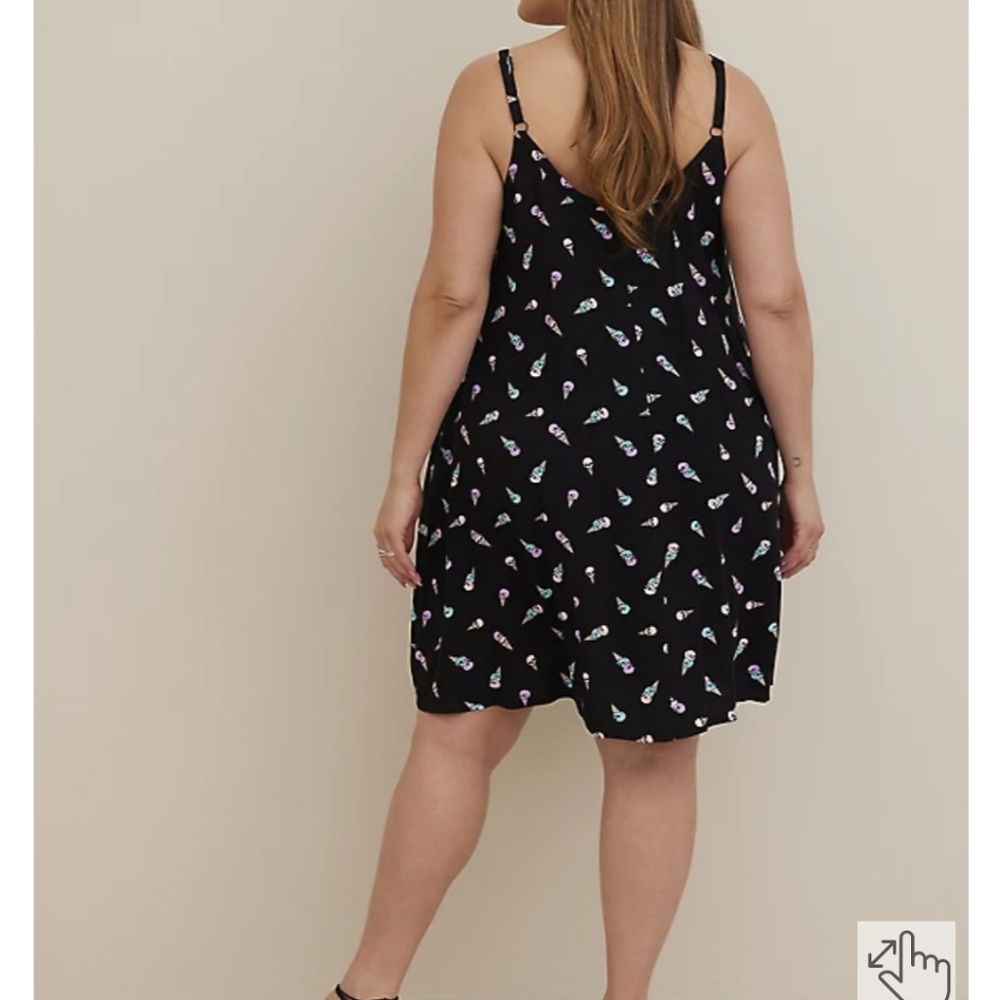 Torrid Goth Black Ice Cream Skulls Halloween Challis Trapeze Dress 3X 22… - Picture 2 of 5